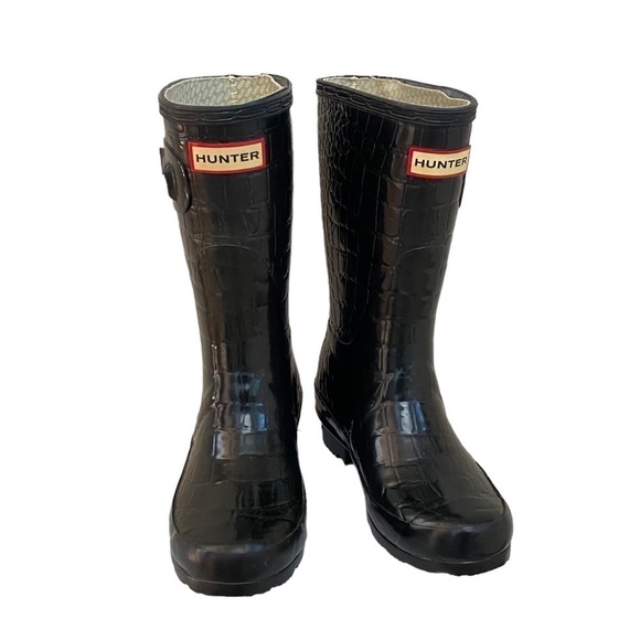 Hunter Orginal Tall Croc Black Rain Boots  Size 5 - Picture 2 of 8